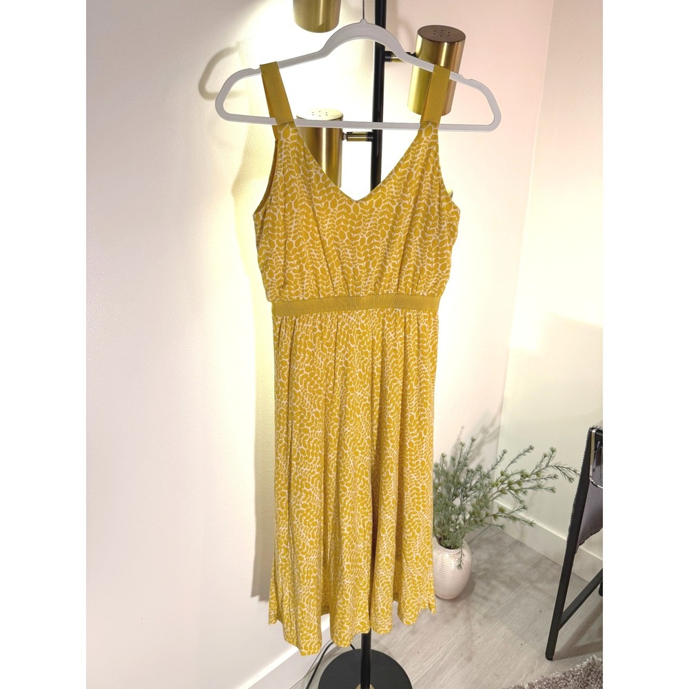 Boden Mustard Yellow Printed Midi Dress